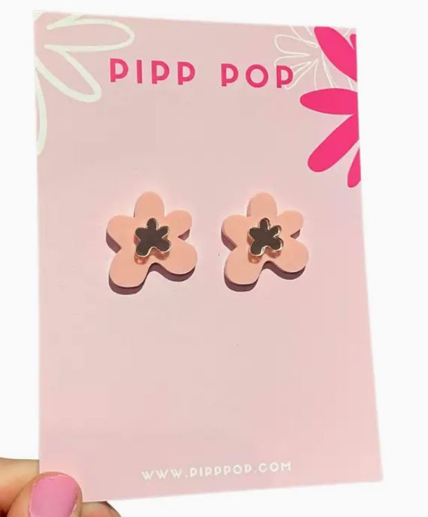 PIPP POP - Petal Flower Studs - Blush & Rose Gold