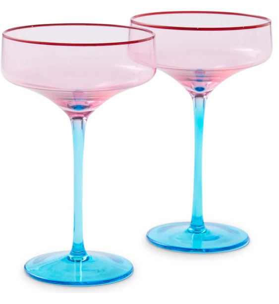 KIP & CO - Rose with a Twist Margarita Glass 2P Set