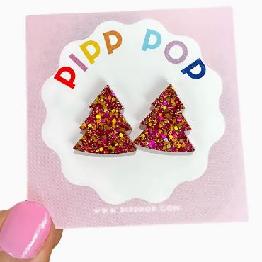 PIPP POP - Glitter Christmas Tree Studs - Aussie Christmas