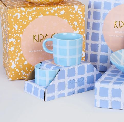 KIP & CO - Blue Bird Tartan Mug 2P Set