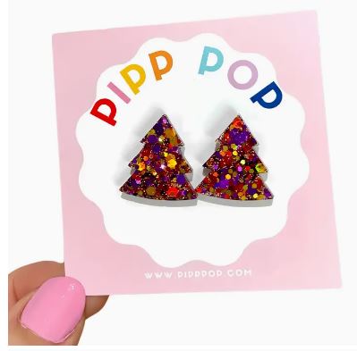 PIPP POP - Glitter Christmas Tree Stud - Christmas Eve