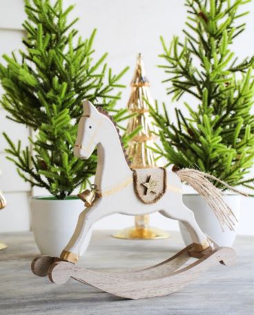 LAVIDA - Wooden Christmas Rocking Horse