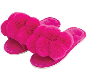 ANNABEL TRENDS- Cozy Luxe Pink Pom Pom Slippers