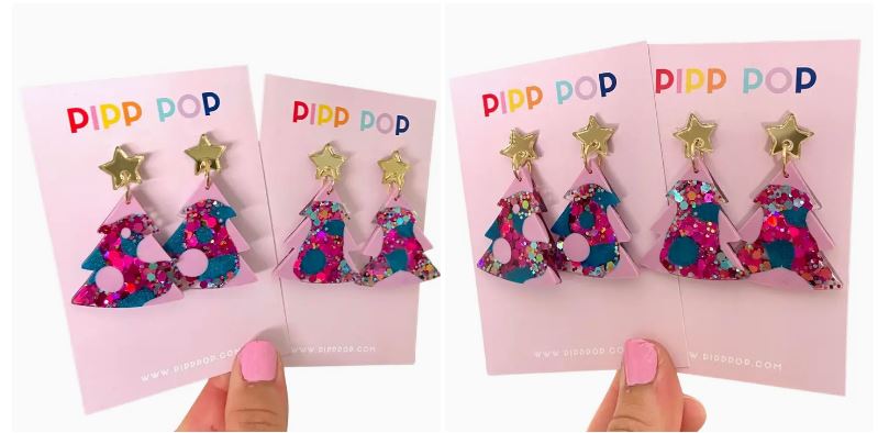 PIPP POP - Glitter Christmas Tree Dangle - Lilac