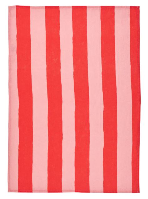 ANNABEL TRENDS - Linen Tea Towel - Red Stripe
