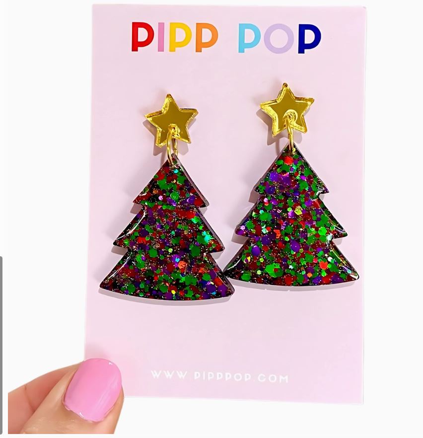 PIPP POP - Glitter Christmas Tree Dangles - Merry Christmas