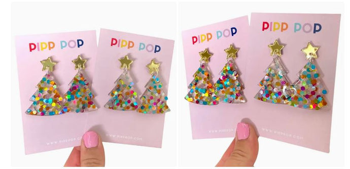 PIPP POP - Glitter Christmas Tree Dangles - Rainbow