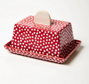 JONES & CO - Chino Red Spot Butter Dish