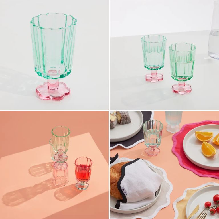 STYLD - Petal Glass Goblet - Strawberry Matcha