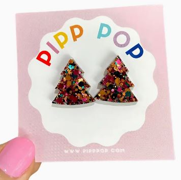 PIPP POP - Glitter Christmas Tree Stud - Vintage Chistmas
