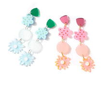 EMELDO - Zozo Floral Earrings - Blues & Greens