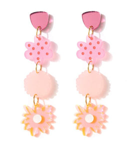 EMELDO - Zozo Floral Earrings - Pinks & Oranges
