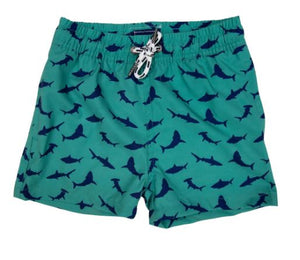 KORANGO - Quick Dry Boardies Shark Print - GREEN