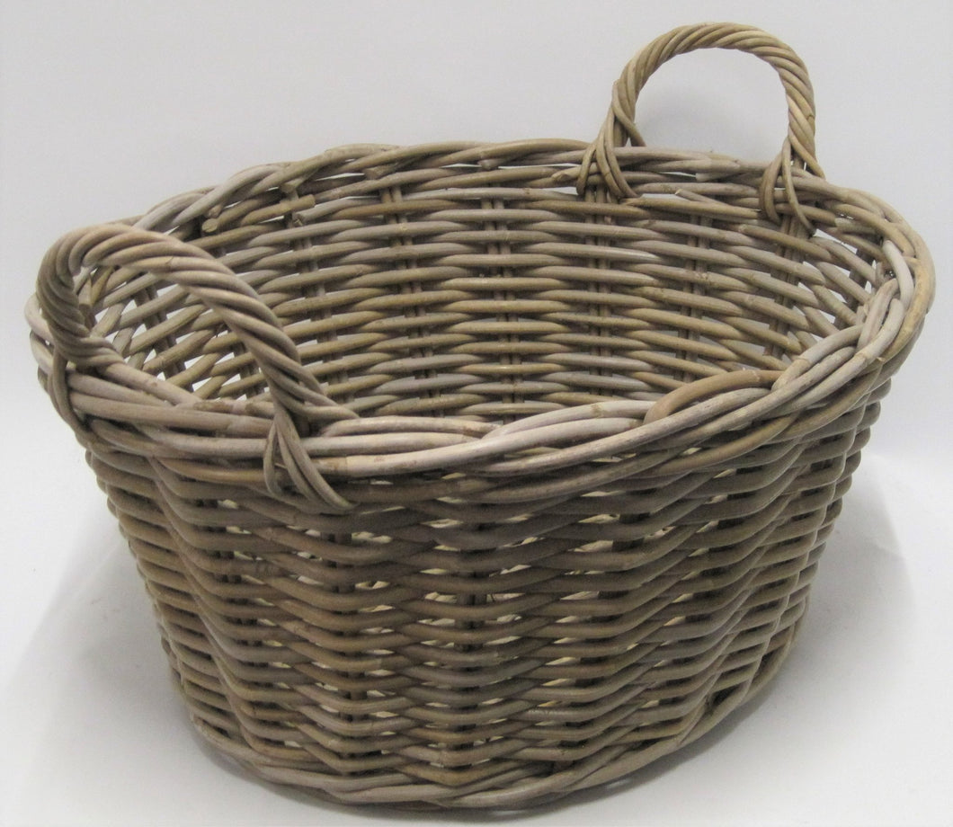 Oval Kabu Grey Rattan Washing Basket