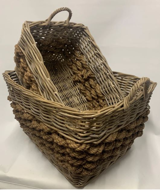 RADIANT IMPORTS - Rectangle Rattan and Rope Trim Basket