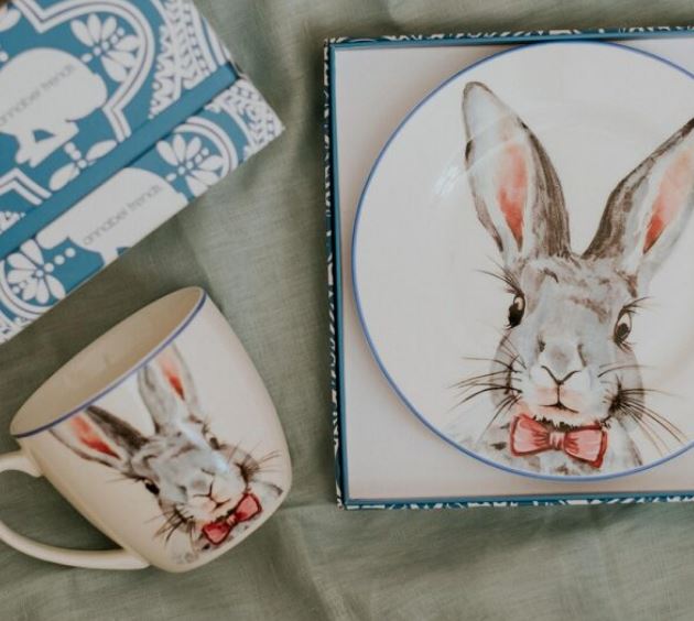 ANNABEL TRENDS - Ceramic Bunny Plate - BLUE