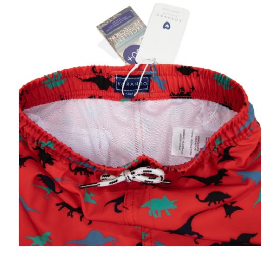 KORANGO - Dinosaur Print Quick Dry Boardies - RED