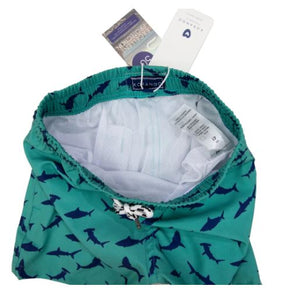 KORANGO - Quick Dry Boardies Shark Print - GREEN